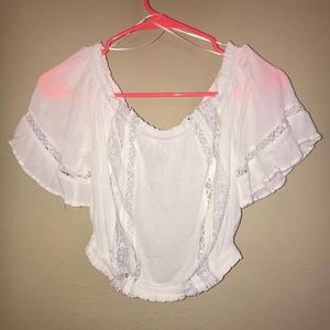 White lace crop top